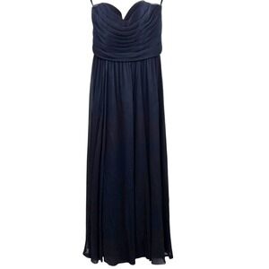 Angelina Faccenda Strapless Deep Blue Bridesmaid Dress Evening‎ Gown Size 6*